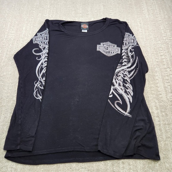 Tops - Harley Davidson Shirt Women 1XL Biker Classic Mom Y2K Grunge Long Sleeve Black